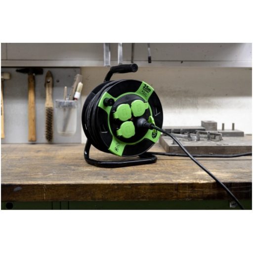 0010215412 Kábeldob, kültéri, műanyag, 25m, 4 dugalj H05RR-F 3x1.5mm2 IP44