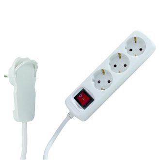   0012326114 Asztali elosztó 3-as kapcsolóval, 2m, 3x1.5, lapos dugóval, fehér