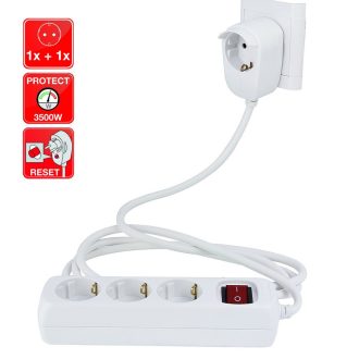   0012392114 Asztali elosztó "Powersplit" 3-as kapcsolóval, 2m, túlterh.véd, fehér