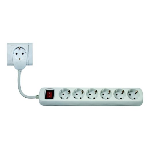 0012692114 Asztali elosztó "Powersplit" 6+1-es kapcsolóval 2m, túlterh.véd, fehér