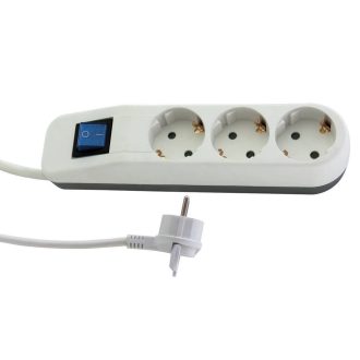   0014340100 Asztali elosztó "ICE" 3-as kapcsolóval 1.4m fehér-szürke