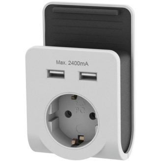   Földelt köztes aljzat, 2xUSB (A-C) töltővel, tartóval (6005H)