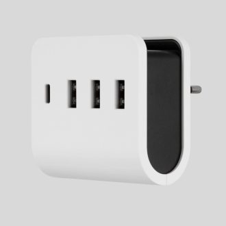   0020820103 USB 4-es töltőadapter 3xUSB-A+1xC telefontartóval (0435H)