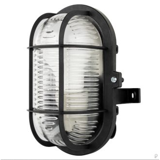   0090060510 Hajólámpa, ovális műanyagráccsal 60W fekete + 4.8W LED fényforrás 470lm