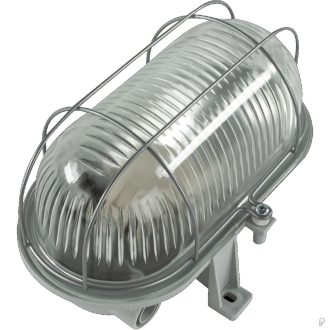   0090160410 Hajólámpa, ovális fémrácsos 60W szürke + 7W LED fényforrás IP44