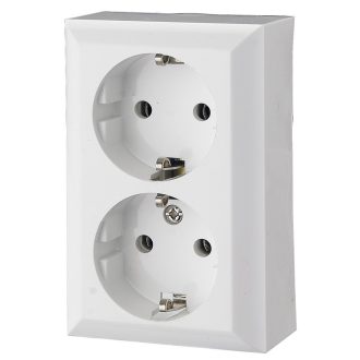   BUSINESS LINE F. SZ. 2-es dugalj, falon kívüli, fehér, komplett, földelt, 16A, 250V, 60Hz, IP20 fehé