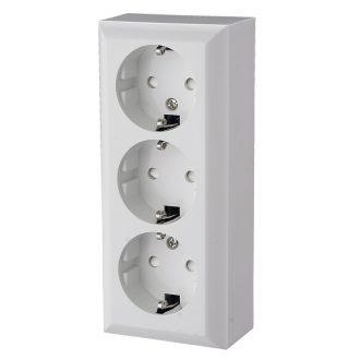   BUSINESS LINE F. SZ. 3-as dugalj, falon kívüli, fehér, komplett, földelt, 16A, 250V, 60Hz, IP20 fehé