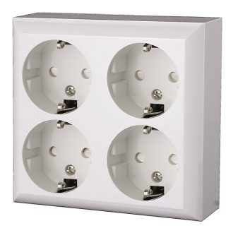   BUSINESS LINE F. SZ. 4-es dugalj, falon kívüli, fehér, komplett, földelt, 16A, 250V, 60Hz, IP20 fehé