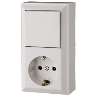  BUSINESS LINE F. SZ. 1-es dugalj + váltó kapcsoló, fehér, komplett, földelt, 16A, 250V, 60Hz, IP20 f