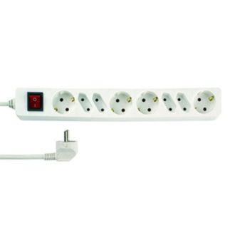   Asztali elosztó 4 Euro + 4 földelt dugalj, kapcsolóval, 1m fehér, 250V, 16A, 5.0m, H05VV-F 3x1.5mm˛