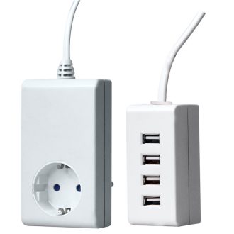 USB töltő 4-es desktop 250V, 16A, 1,0 m, IP 20