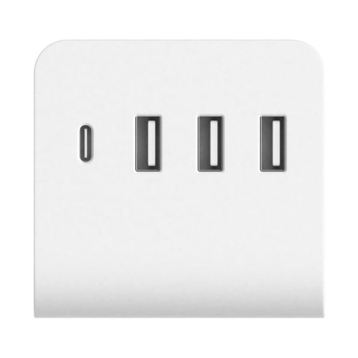 USB 4-es töltőadapter 3xUSB-A+1xC telefontartóval