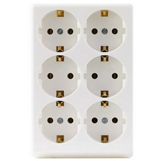   0512387555 Asztali elosztó 6-os, földelt, kábel nélkül téglalap