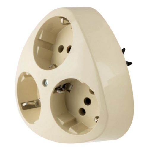 10080 Földelt dugaszolóaljzat, 3-as  krém süllyesztett