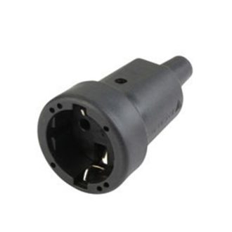 12151 Földelt lengő csatlakozóaljzat (gumi), fekete