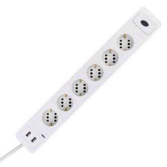   Asztali elosztó "COMBINI" 6-os túlfesz, 3x1.5, 1.4m 2xUSB (2Euro/alj))