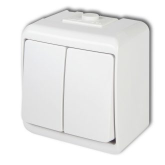   Aquastar csillárkapcsoló, fehér IP44, komplett, falon kívüli, 10A, 250V, 60Hz, IP44, kültéri, fehér,