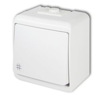   Aquastar keresztkapcsoló, fehér IP44, komplett, falon kívüli, 10A, 250V, 60Hz, IP44, kültéri, fehér,