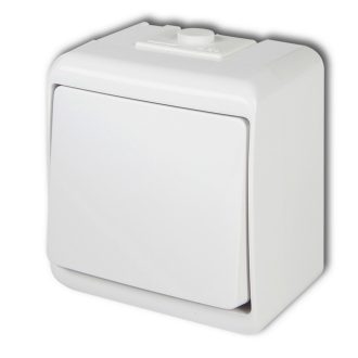   Aquastar 1 pólusú kapcsoló, fehér IP44, komplett, falon kívüli, 10A, 250V, 60Hz, IP44, kültéri fehér