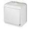 Aquastar 1 pólusú kapcsoló, fehér IP44, komplett, falon kívüli, 10A, 250V, 60Hz, IP44, kültéri fehér