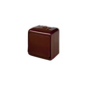   Aquastar 1 pólusú kapcsoló, IP44, komplett, falon kívüli, 10A, 250V, 60Hz, IP44, kültéri barna