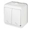 Aquastar dupla váltókapcsoló, fehér IP44, komplett, falon kívüli, 10A, 250V, 60Hz