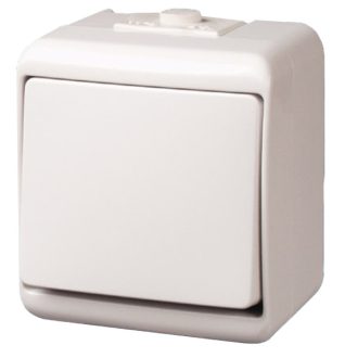   Aquastar 2 pólusú kapcsoló, fehér IP44, komplett, falon kívüli, 10A, 250V, 60Hz, IP44, fehér, 230V,