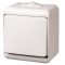 Aquastar 2 pólusú kapcsoló, fehér IP44, komplett, falon kívüli, 10A, 250V, 60Hz, IP44, fehér, 230V,
