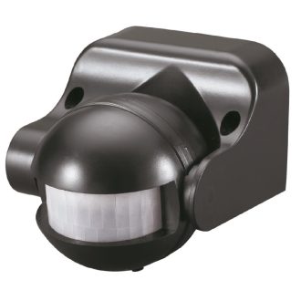   Mozgásérzékelő 180° 12m, 10mp-4+-1 percig időzíthető, érzékelő fej állítható fekete
