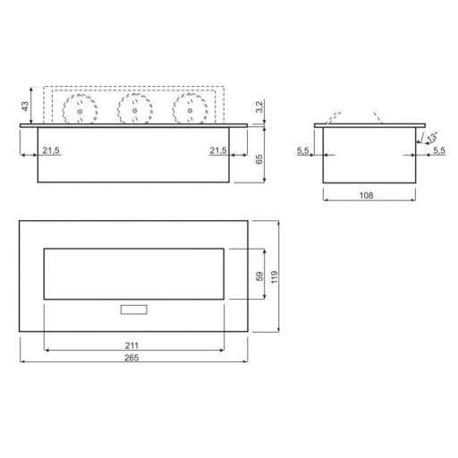 321462 Bútorba építhető rejtett 3-as elosztó betápkábellel 3x1,5mm1