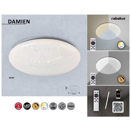 5540 Damien, mennyezeti, LED 24W, fehér