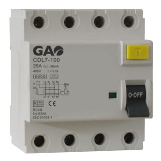 Fi relé 4P 40A   30mA,  230V~ , fehér