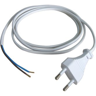   Csatlakozóvezeték euró dugóval, 1.5m fehér,250V, 6A, 1.5m, H03VVH2-F 2x0.75mm˛, IP20
