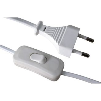   Csatlakozóvezeték euró dugóval, kapcsolóval, 1,5m fehér,250V, 2,5A, H03VVH2-F 2x0.75mm˛, IP20