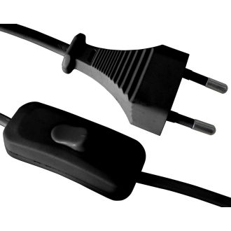   Csatlakozóvezeték euró dugóval, kapcsolóval, 1,5m fekete,250V, 2.5A, H03VVH2-F 2x0.75mm˛, IP20