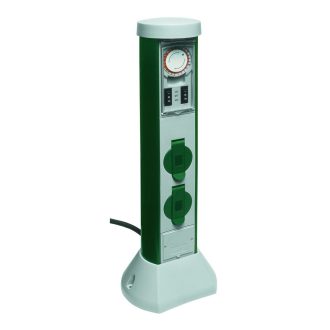   Kerti energiaoszlop 2 dugal, mech. időkapcsval, GreenCraft 5m,IP44
