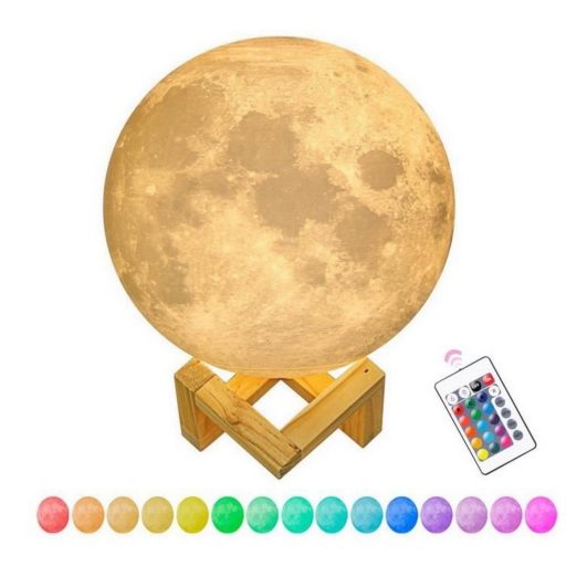 LED design lámpa MOONLIGHT újratölthető USB, távirányítóval, RGB, 120lm