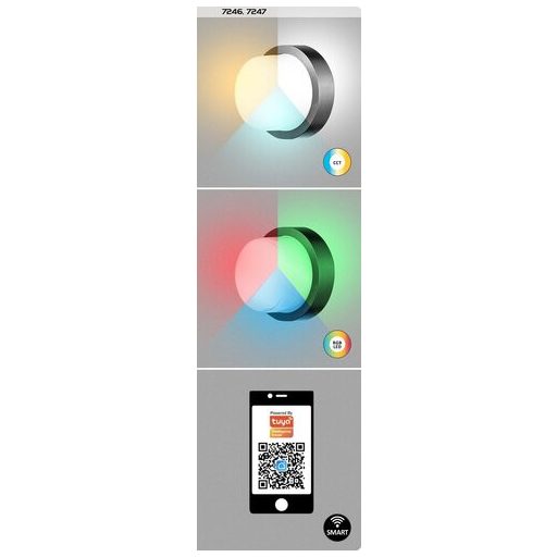 7246 Durbe kültéri fali/menny. lpt. kerek 10W 1200lm 3000-6500K; RGB; WIFI