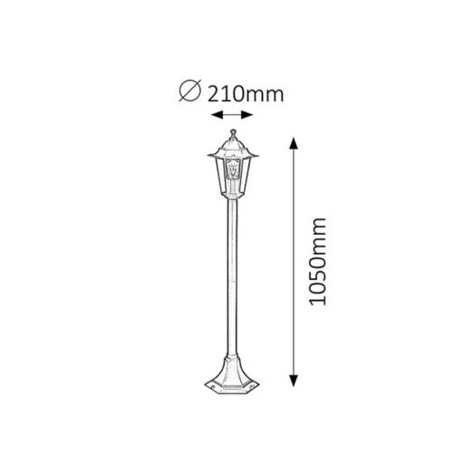8210 Velence kült álló 1m E27 60W fekete IP43
