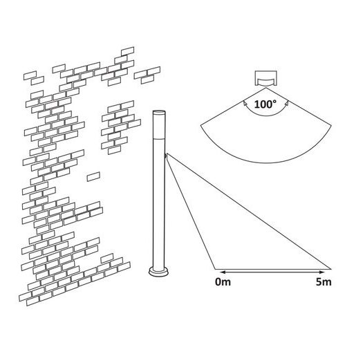 8267 Inox torch kült álló 50cm 25W IP44 mozg