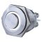 Csengő nyomógomb, beépíthető, fém, fehér LED fénnyel 12V, 1.5A  18mm