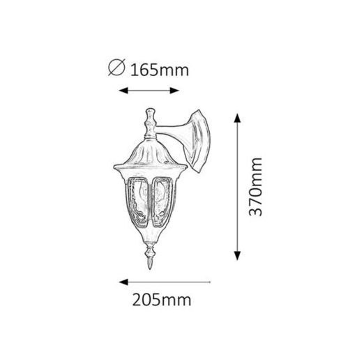 8341 Milano kült fali le, E27 60W fekete IP43