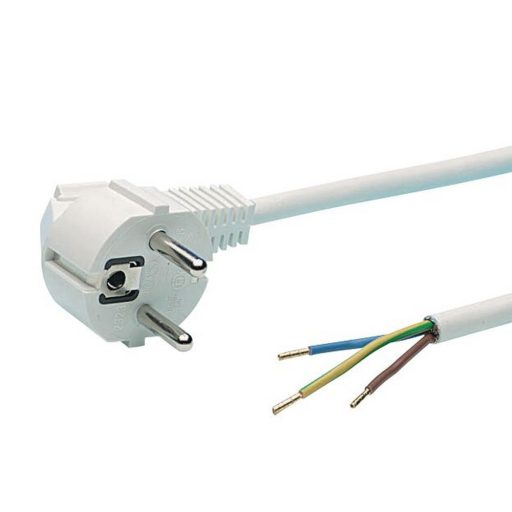87335 Csatlakozóvezeték földelt dugóval, 5m, H05VV-F 3x1.0, fehér