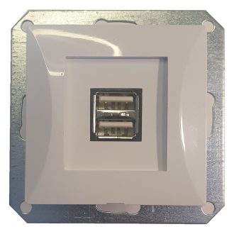 8739H OPAL dupla USB aljzat keret nélkül, fehér
