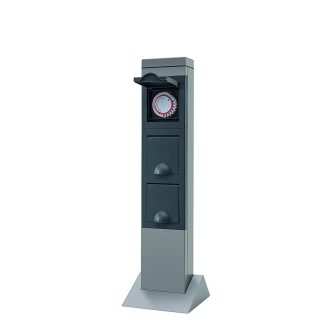 Kerti energiaoszlop 2 dugaljjal + időkapcsolóval, ezüst