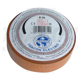 Szigetelőszalag, barna20m×18mm, PVC, 0-90°C, 40kV/mm