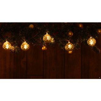   CHRSTSFBW10WW LED karácsonyi lánc, gömb, hópehely, fehér, elemes (X22064)Timer 6+18h,10LED, 3000K, 2