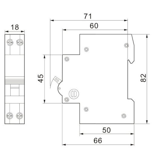 EVONC6 Kismegszakító, 1+N pólus, C karakterisztika6A, C, 1P+N, 4,5kA