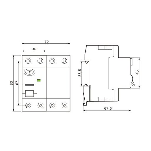 EVOV4P4003 Áram-védőkapcsoló, 4 pólusú40A, 30mA, 6kA, AC