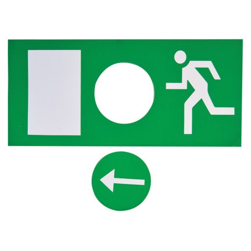 EXIT-03-J EXIT-03-J Élvilágítós LED kijáratjelző ragasztható piktogramokkal230V, 50Hz, 18×LED, 3h, 3,6V / 900m